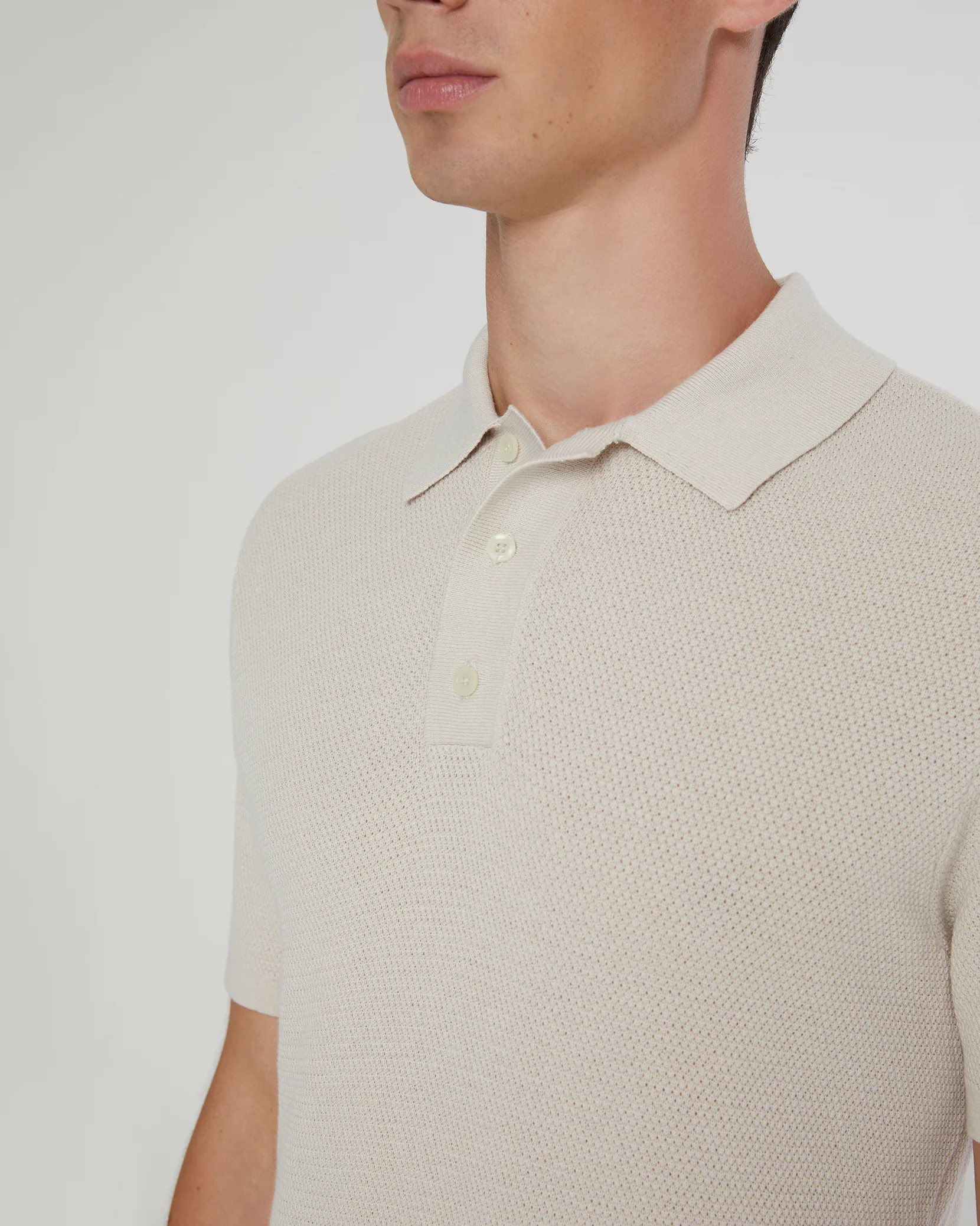 Cotton Textured Knit Polo - Image 3